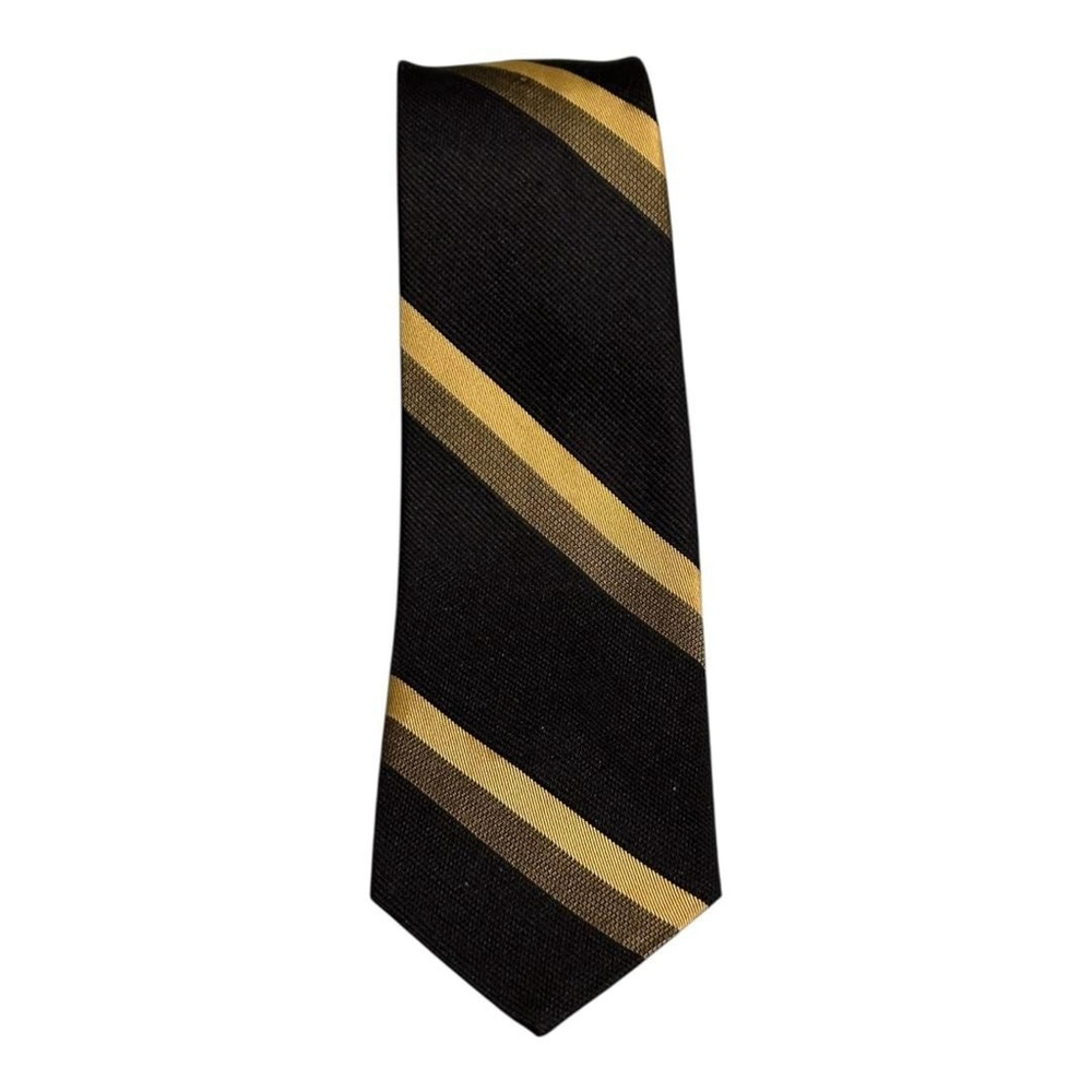 Frame Ties Silk Tie Mens One Size Black Gold Striped Skinny Classic Necktie